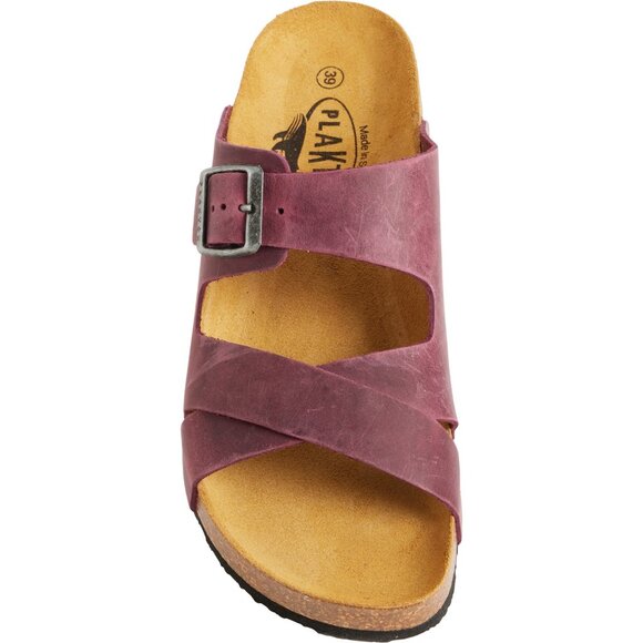 NEW Plakton Made in Spain Cork Footbed Sandals - Leather Apure/Burde For Women - Picture 1 of 7
